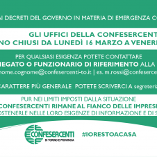 CONFESERCENTI, LA CHIUSURA DEGLI UFFICI VIENE PROLUNGATA A VENERDÌ 3 APRILE. ECCO COME CONTATTARCI