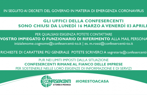 CONFESERCENTI, LA CHIUSURA DEGLI UFFICI VIENE PROLUNGATA A VENERDÌ 3 APRILE. ECCO COME CONTATTARCI
