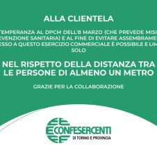 Coronavirus, il nuovo decreto del governo prevede regole più severe per l’esercizio delle attività commerciali. Ecco la locandina (sulla distanza minima fra le persone) da esporre