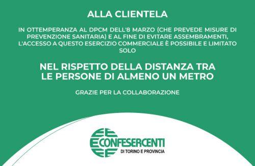Coronavirus, il nuovo decreto del governo prevede regole più severe per l’esercizio delle attività commerciali. Ecco la locandina (sulla distanza minima fra le persone) da esporre