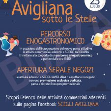 “Avigliana sotto le stelle”, sabato 25 luglio negozi aperti di sera e tante degustazioni: è un’iniziativa promossa da Confesercenti nell’àmbito del progetto ScegliAvigliana