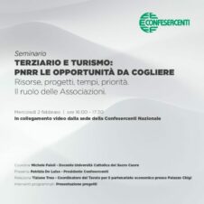 Confesercenti, webinar su “Terziario e turismo: Pnrr, le opportunità da cogliere”. Appuntamento mercoledì 2 febbraio alle 16