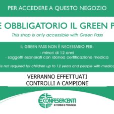 Green pass negozi in vigore dal 1° febbraio: ecco le attività esentate e quelle in cui è obbligatorio. Sufficienti i controlli a campione della clientela. Scarica e stampa la locandina da esporre nell’attività